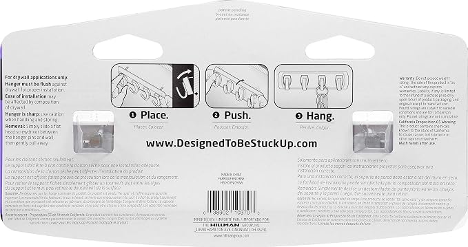 HIGH & MIGHTY 515305 Key Rail Organizer Hook Rail, Easy Tool-Free Dry Wall Installation, Holds up to 5lbs, Small, White & Silver - Image 4