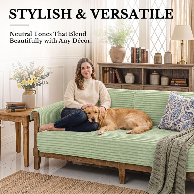 Smiry Waterproof Couch Cover for Dogs, Washable Non Slip Plush Protector | Waterproof Protection, Plush Flannel, Non Slip Backing, Pet Hair & Scratch Protection, Soft Cover (36" x 82.7") - Image 2