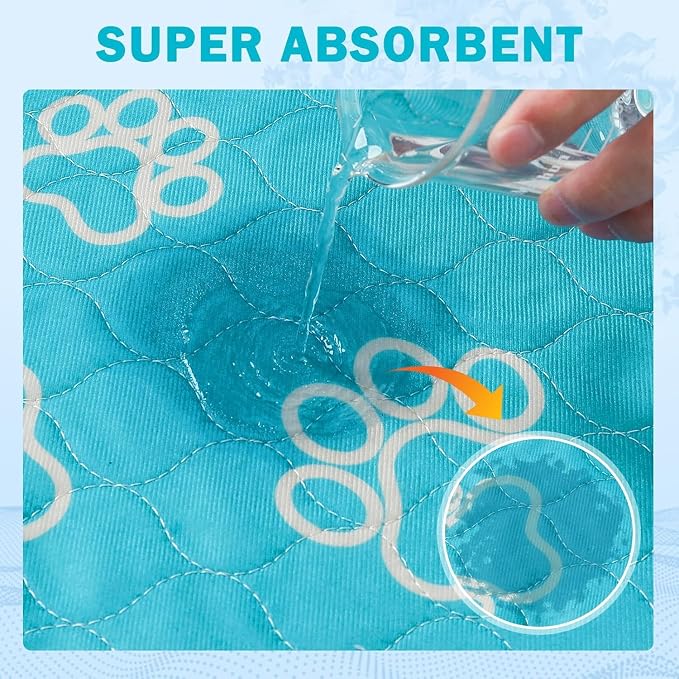 Homimp Washable Pee Pads for Dogs, 6 Pack Reusable Puppy Pads Waterproof, Absorbent and Leakproof Dog Pee Pads, Non Slip Puppy Training Pads, Pet Mat for Floor,Crate,Couch,Whelping,Blue, 16"x24" - Image 2