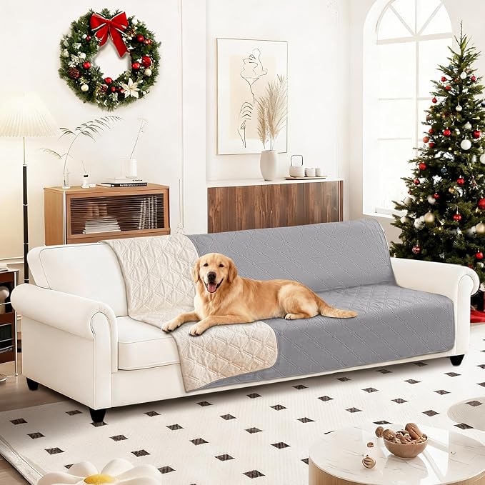 Waterproof Couch Covers for Pets, Waterproof Dog Bed Cover, Anti-Slip Soft Dog Blankets, Couch Cover for Dogs Washable, Pet Blanket for Puppy Large Dogs Cat (82x102 Inch, Light Grey) - Image 8