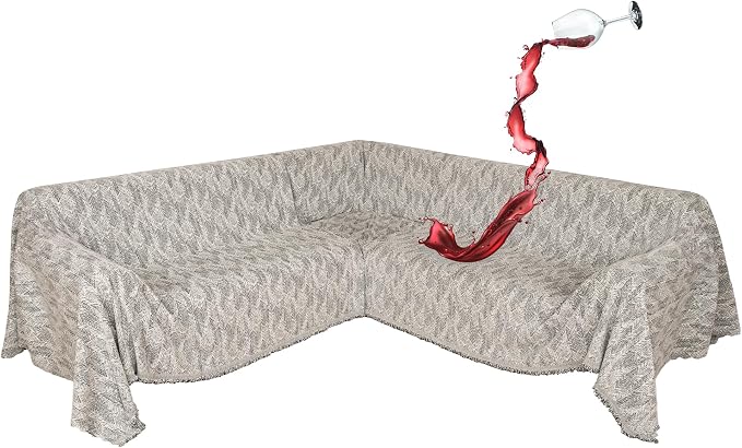1OO% Waterproof Sectional Couch Covers for Dogs L Shaped Corner Sofa Cover Washable Chenille Sofa Slipcovers Blanket Modern Jacquard Pet Furniture Protector (91"x276", Gray Wave) by SYJOVIA