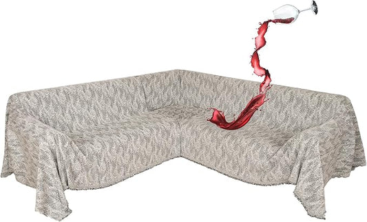 1OO% Waterproof Sectional Couch Covers for Dogs L Shaped Corner Sofa Cover Washable Chenille Sofa Slipcovers Blanket Modern Jacquard Pet Furniture Protector (91"x276", Gray Wave) by SYJOVIA