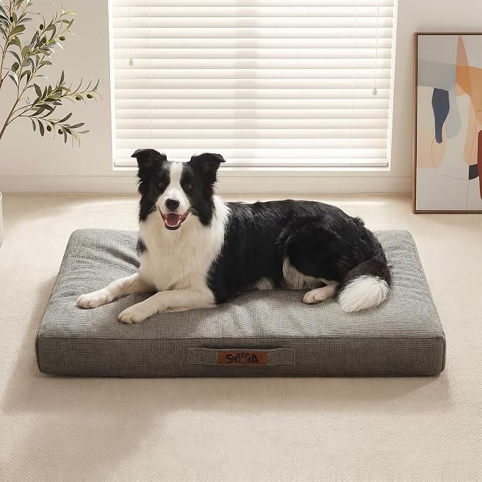Sytopia Outdoor Dog Bed, 36" XL Orthopedic Dog Bed for Extra Large Dogs (55 lbs), Durable Waterproof Pet Bed, Heavy Duty Dog Crate Pad, Washable Removable Cover, Anti-Slip Bottom, Dark Gray by Sytopia
