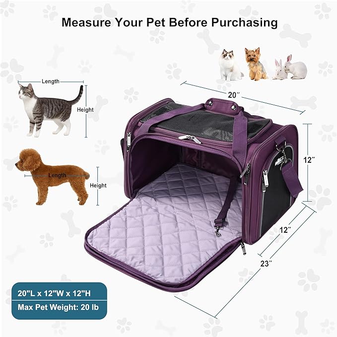 EliteField Deluxe Soft-Sided Pet Carrier (3 Year Warranty, Airline Approved), Travel Bag for Dogs, Cats & Small Pets, with Expandable Mat