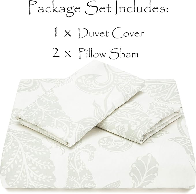 Chanasya Premium Paisley Sage Duvet Cover Set - Duvet Cover (104” x 90”) & 2 Pillow Shams (20” x 36”) - 3-Piece Set, King Size - Image 5