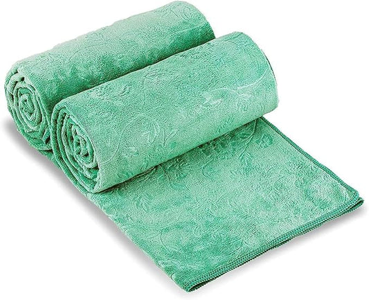 JML Microfiber Bath Towels, Green, 40" x 80" | Hanging Loop, Super Absorbent, No Linting, Fast Drying, for Beach, Sport, Fitness, Yoga by JML