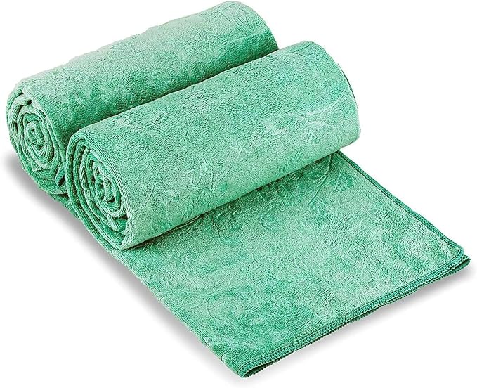 JML Microfiber Bath Towels, Green, 40" x 80" | Hanging Loop, Super Absorbent, No Linting, Fast Drying, for Beach, Sport, Fitness, Yoga by JML