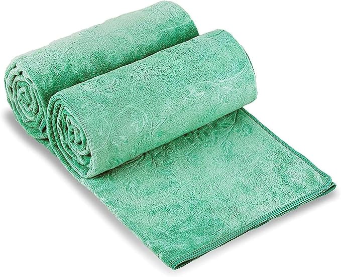JML Extra Large Microfiber Bath Sheets Towels, 2 Pack, 35" x 70", Green | Oversized, Hanging Loop, Soft, Super Absorbent, Fast Drying, Perfect for Sauna, Shower, Sport, Fitness, Yoga by JML