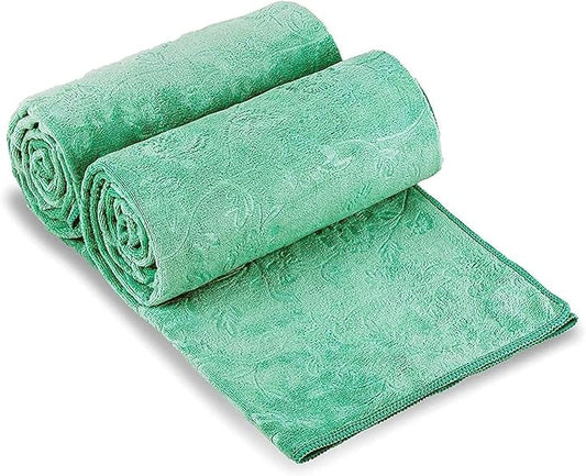 JML Extra Large Microfiber Bath Sheets Towels, 2 Pack, 35" x 70", Green | Oversized, Hanging Loop, Soft, Super Absorbent, Fast Drying, Perfect for Sauna, Shower, Sport, Fitness, Yoga by JML