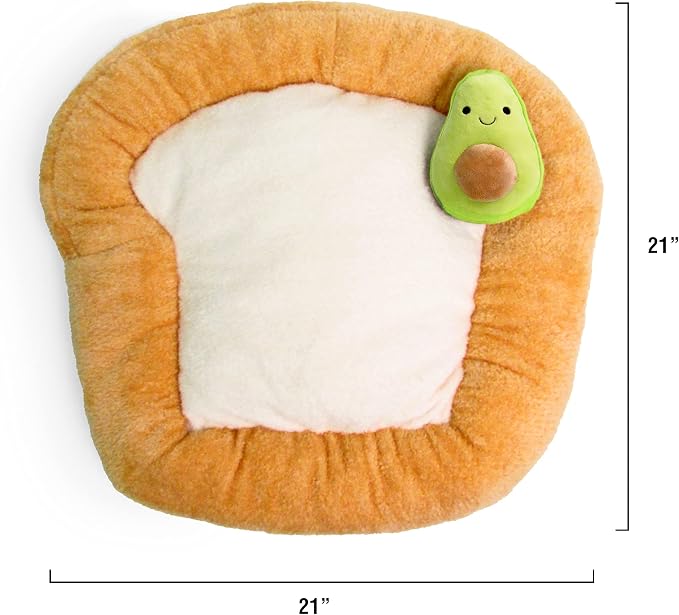 TONBO Soft Plush Small Cute and Cozy Food Dog Cat Bed, Washer and Dryer Friendly (Avocado Toast) - Image 4
