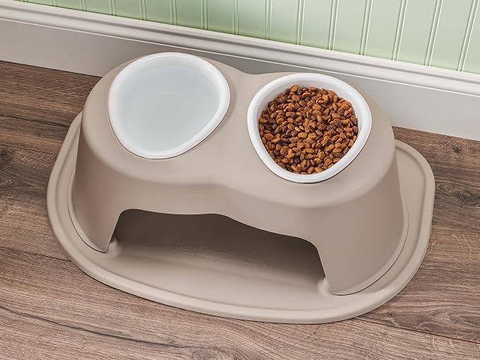 WeatherTech Double High Pet Feeding System w/Plastic Dog/Cat Bowls - 8" High Stand Tan (PDHC3208TNTN) - Image 5