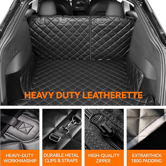 Heavy-Duty Leather SUV Cargo Liner for Fold Down Split Seats, Armrest Pass-Through Compatible, Pet-Friendly, Ideal for Dogs - Image 4