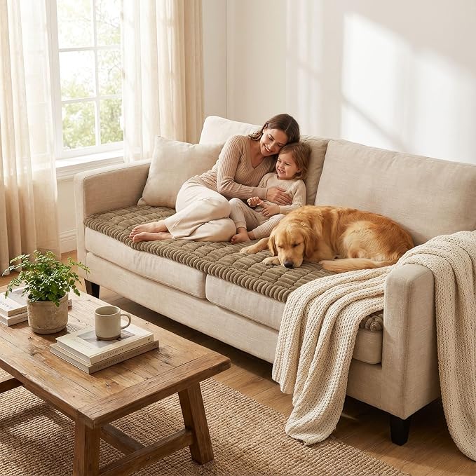 Smiry Couch Cover for Dogs, Non Slip Washable Sofa Protector for Pets | Soft Furniture Cover for Leather & Fabric Couches, Cozy Protect Against Fur, Dirt & Messes, Pet Friendly, 27.6"x88" - Image 6