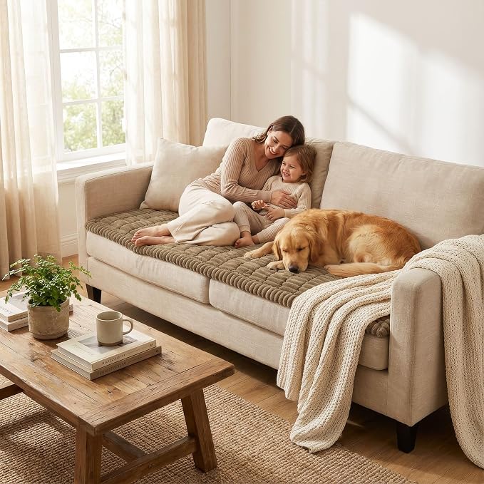 Smiry Couch Cover for Dogs, Non Slip Washable Sofa Protector for Pets | Soft Furniture Cover for Leather & Fabric Couches, Cozy Protect Against Fur, Dirt & Messes, Pet Friendly, 35.4"x63" - Image 6