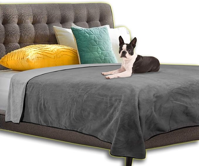 100% Leak Proof, Waterproof Bed Cover, Totally Pee Proof, EZ-Wash, Durable, 3 Layer Blanket (Queen-King 90"x80", Slate Grey, Cool Grey) Adults, Pets, Dogs, Cats by WESBRADWaterproofBlankets