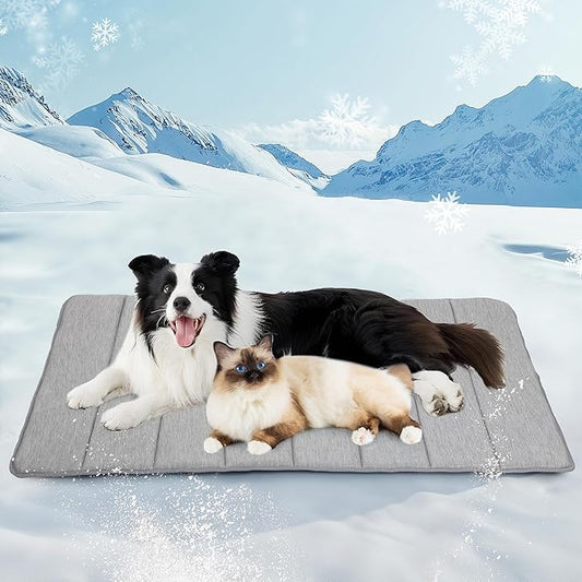 Dog Cooling Mat for Large Dogs – 47"x29" Orthopedic Memory Foam Pad for Summer, Hot Weather & Joint Relief | Washable, Non-Slip Crate Mat for Senior Dogs, Travel & Home(Grey) by ZAKAPAWS
