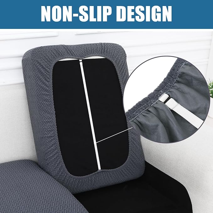 Smiry Waterproof Couch Cushion Covers, Non Slip Seat Cushion Covers | Stretch Jacquard Sectional Sofa Slipcover, Washable Elastic Furniture Protector for Pets, Kid, Medium, Grey - Image 3