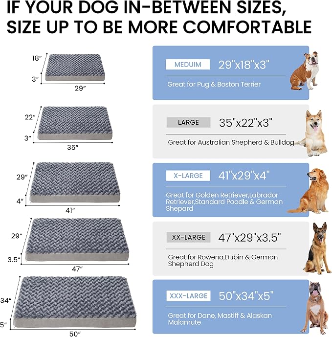 Jumbo Human Dog Bed, Orthopedic Memory Foam Pet Mat, Washable Dog Crate Bed with Cooling Gel, Removable Cover & Waterproof Lining - Image 5