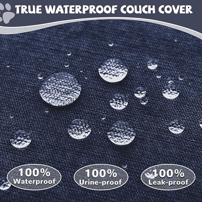 Waterproof Non-Slip Couch Cover for Pets, Navy Blue 71" x 134" | Dogs Sofa Cover, Washable, Pet Friendly, Anti Cat Scratch, Furniture Protector, for 3 Cushion Couch Sectional L Shaped Sofa - Image 3