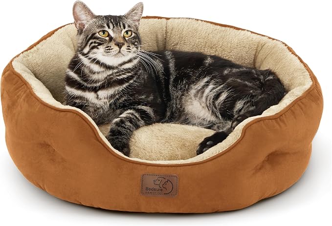 Bedsure Small Dog Bed Washable,Round Cat Beds for Indoor Cats,20in | Terracotta Soft Plush Pet Bed,Dog Beds for Small Dogs for Puppy and Kittens,Anti-Slip Bottom,Easy to Clean by Unknown