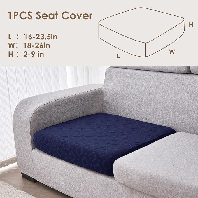 Genina Waterproof Couch Cushion Covers for Pets Washable Sofa Seat Covers | Non Slip,Stretch Jacquard Fabric,Pet Hair & Scratch Protection,Easy Installation,Furniture Protector,Sectional Sofa,1 Piece - Image 2