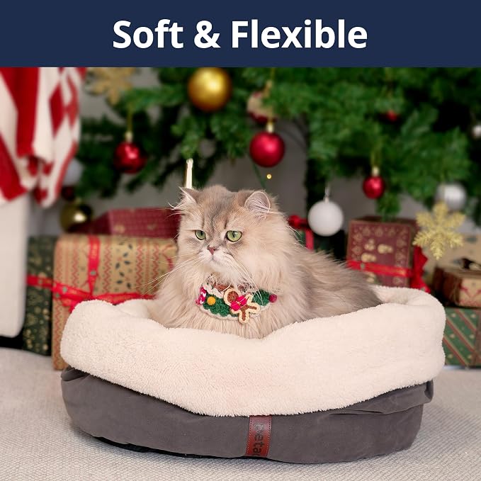 Self Warming Cat Bed, 17.7" x 13.7" Anti-Slip Soft Round Thermal Pet Cushion Bed for Kittens, Cats, Puppies and Small Dogs, Gray - Image 4