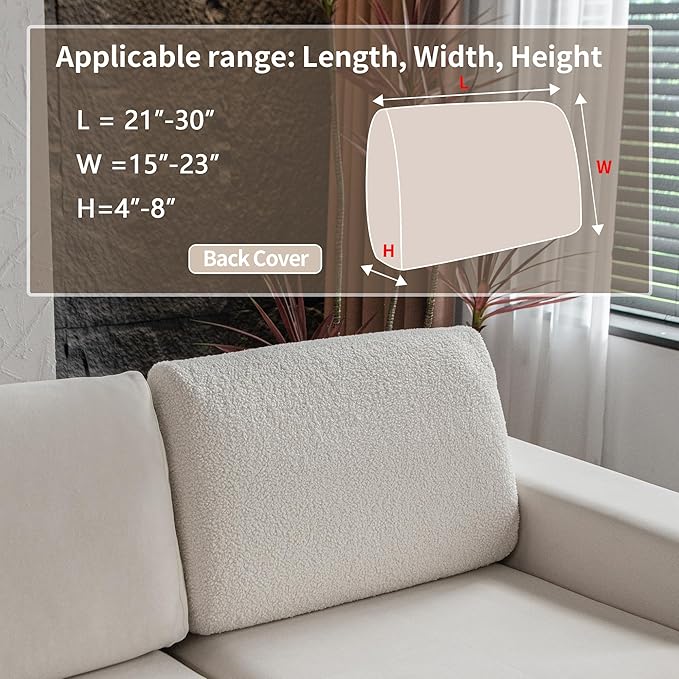 OHSIO Couch Cushion Covers for Sectional Sofa, Stretch Soft Sofa Slipcovers Washable Wear-Resistant Universal Furniture Protector for Living Room(1 Piece Back Couch Cover, Ivory) - Image 2