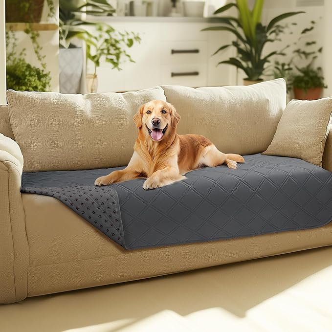 Luciphia Waterproof Couch Cover for Dogs, Non-Slip Pet Sofa Protector | Non-slip waterproof couch cover scratch-resistant machine washable protects sofa bed, Grey, 30" x 70" by luciphia