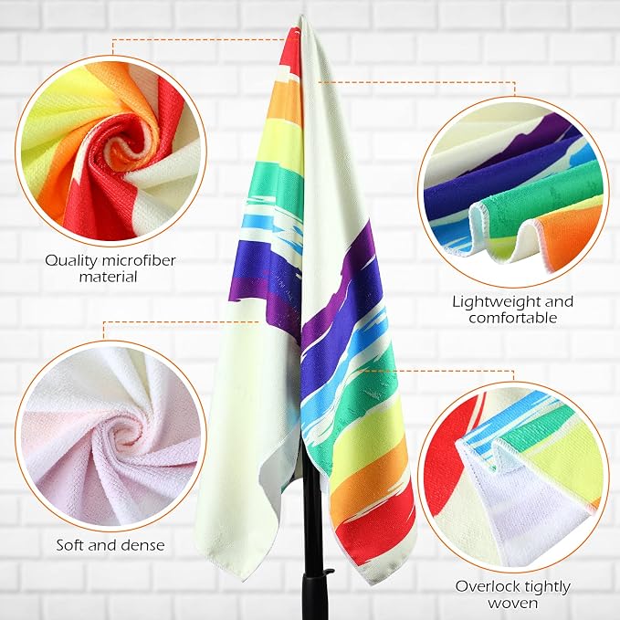 Newwiee 12 Pieces Large Microfiber Beach Towel Set Oversized 59 x 27.5 Inch Beach Pool Towel Bulk Quick Dry Lightweight Colorful Soft Absorbent for Adults Travel Swimming Supplies(Mermaid) - Image 3