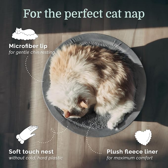 Hepper Cat Nest - Washable Cat Bed with Fleece Liner - Gray/Gray - Image 2