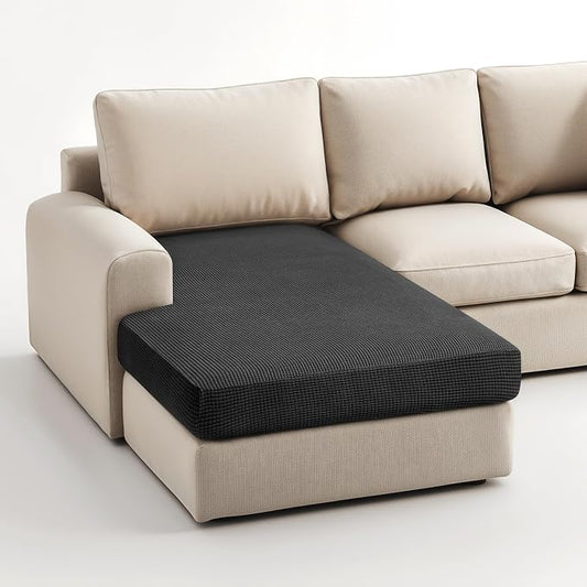 Hokway Stretch Chaise Cover Individual Couch Cushion Slipcovers Reversible Cushion Protector Slipcovers Sofa Cushion Protector Covers (Chaise Cover, Black) by Hokway