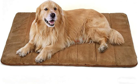 Dog Crate Pad for X Large Dog - 41"x27" Memory Foam Dog Bed, Washable & Anti-Slip Dog Bed Mat, Ultra Soft Kennel Pad for Dogs Cozy Sleeping Mat, Khaki by ZAKAPAWS