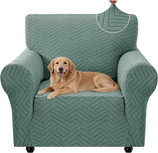 Stretch Sofa Cover Non-Slip Washable Furniture Protector | Stretch, 31"-46".Soft, Non Skid Foam, Elastic Bottom, Machine Washable, for Kids & Pets, Couch & Sofa, Pea Green by YSTELLAA