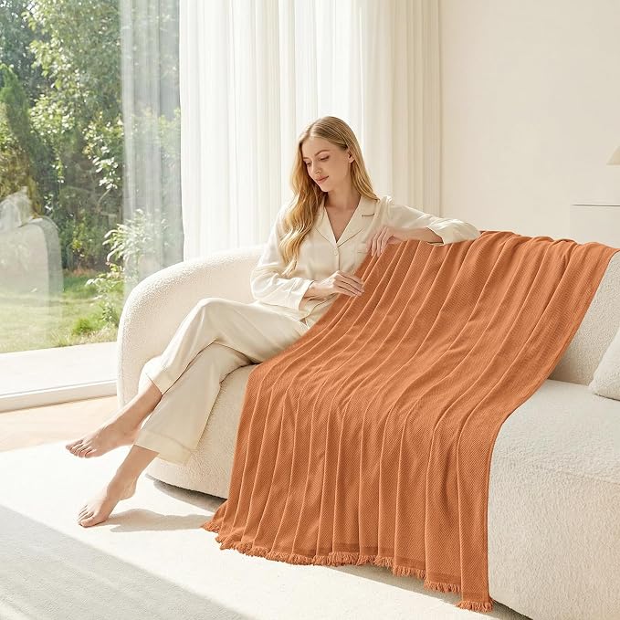 Smiry Couch Cover for Dogs, Chenille Sofa Covers for 3 Cushion Couch | Washable Soft Sofa Slipcover for Pets, Thick Sectional Furniture Protector with Tassels (Orange, 71x102 Inch) - Image 11