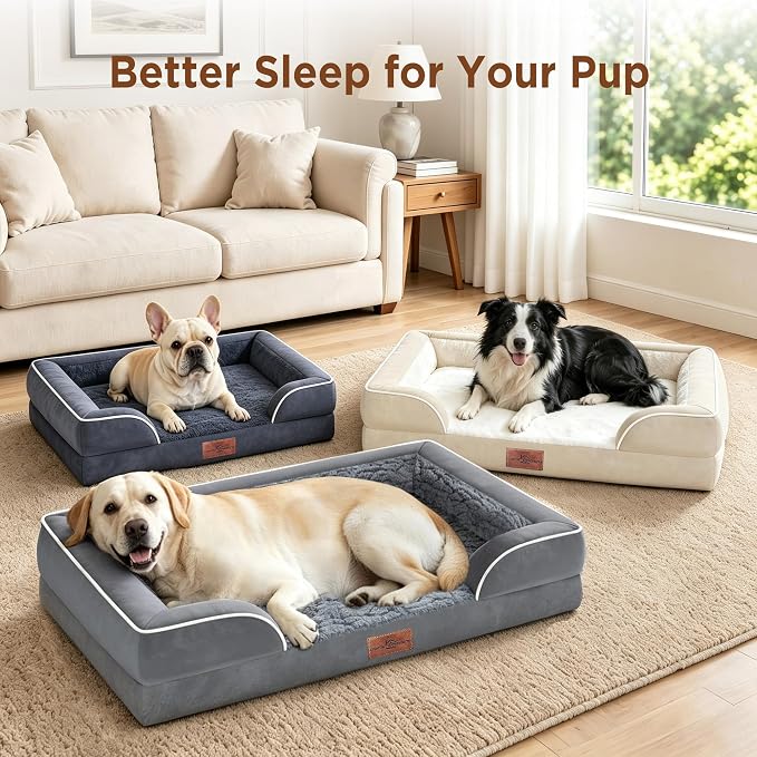 Comfort Expression Orthopedic Dog Bed for Medium Size Dog with Bolster | Waterproof Dog Couch Bed with Washable Cover & Non-Slip Bottom, Supportive Egg Crate Foam Medium Pet Bed, 30x20 Inch - Image 7