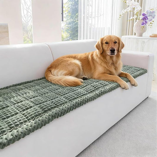 Couch Cover for Dogs Washable, Non Slip Couch Covers for 3 Cushion Sofa Pet Friendly, Fuzzy Pet Couch Cushion Covers for Dog, Thick, Soft for Sofa Protector (Green, 27.6" x 82.7"/70 x 210cm) by Disayu