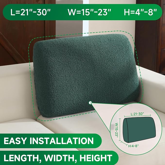 OHSIO Couch Cushion Covers for Sectional Sofa, Stretch Soft Sofa Slipcovers Washable Wear-Resistant Universal Furniture Protector for Living Room(1 Piece Back Couch Cover, Green) - Image 2