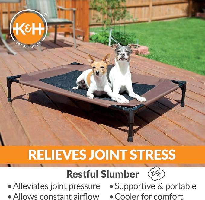 K&H Outdoor Elevated Dog Bed - Cooling Raised Dog Bed for Small & Medium Pets, Breathable Mesh Center Hammock Design, Indoor/Outdoor Washable Cover, Portable Metal Frame, Chocolate, Medium 32x25in - Image 3