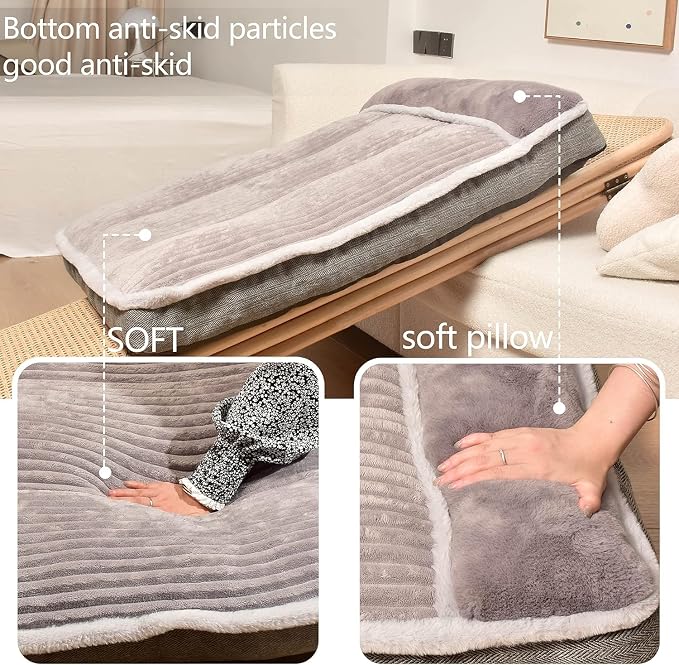 Dog Bed for Large Dogs, Dog Mattress with Pillow for Crate Kennel, Sofa pet Bed, Super Soft pet Bed for Medium, Jumbo, Small Dogs Breeds Grey, Medium:(30”x20 x3) - Image 5