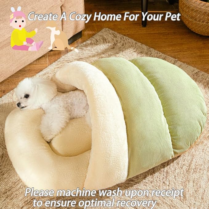 Romaneco Bed for Dog and Cat, Pet Bed, Ultra Soft Cute Plush Slipper Cat Cave Bed, Anti Slip Warm Pet House Nest, Self-Warming, Ideal for Indoor Use - Fits up to 25lbs (30"X22", L, Green) - Image 6