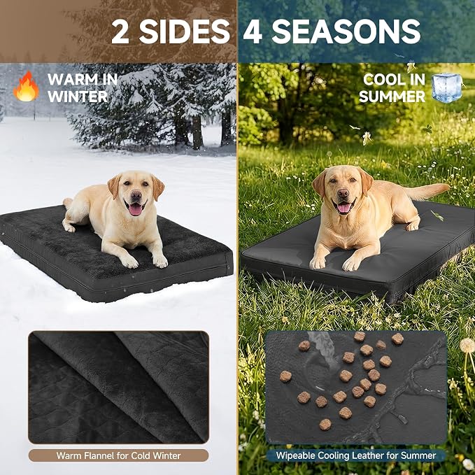 XL Waterproof Dog Bed for Crate, Washable Reversible Pads, 41x27, Black | Kennel Pet Bed for Medium Large Dogs with Removable Cover, Waterproof, Wipeable, Anti-Slip, Outdoor, Black - Image 3
