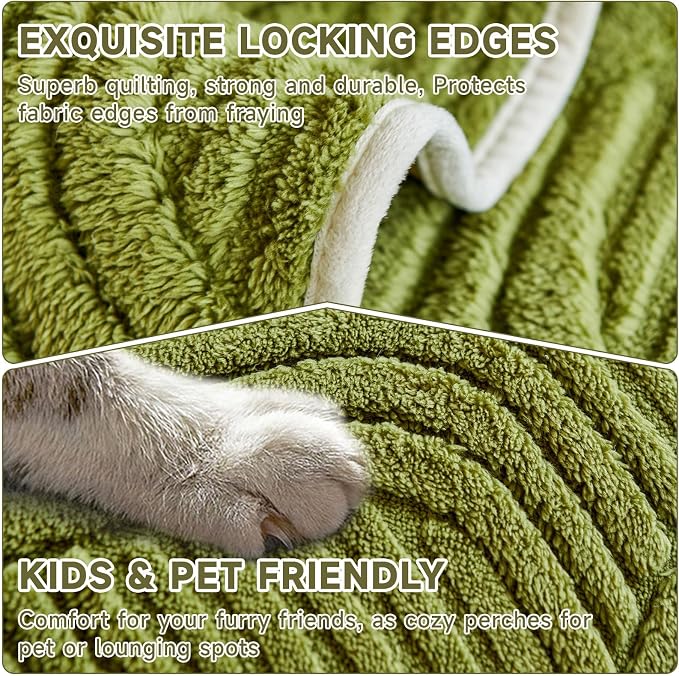 OTOB Couch Arm Covers Protector Washable Non Slip Sofa Arm Covers, 1 Piece | Matcha Green, 27.6"x27.6", Soft Plush, Pet Friendly, All Seasons, Breathable, Modern, Wear-Resistant, Pet Dog Couch Cover - Image 3