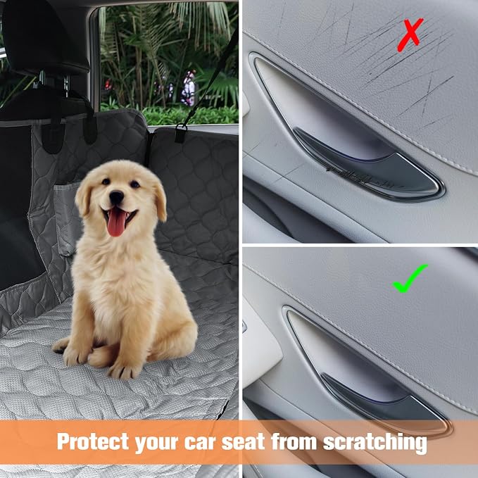 PETICON Dog Car Seat Cover for Back Seat, Waterproof Dog Hammock for Pets | Zippered Design Allows Passenger Seat Access, Mesh Window for Pet View, 600D Oxford, Prevents Scratches, Hair, Mud, and Dirt - Image 5