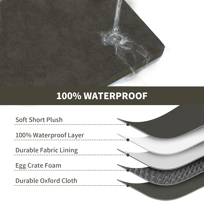 Outdoor Extra Large Dog Bed XXL for Giant Breed Dogs | Egg Crate Orthopedic Foam, Fits 48x30 Crates, TPU Waterproof Layer, Machine Washable 1680D Oxford Cover, Up to 110 lbs - Image 5