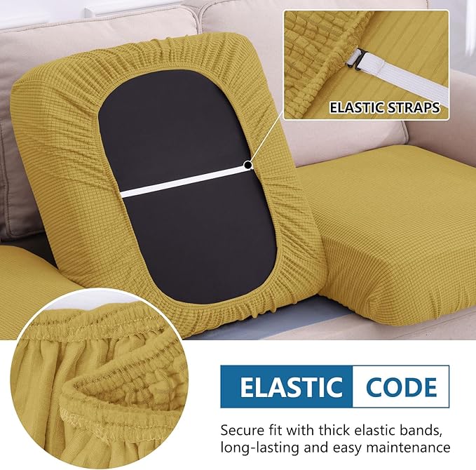 hyha Waterproof Sectional Couch Covers, Non Slip Sofa Cushion Covers | L Shape Sectional Fit, Stretch Jacquard Fabric, Elastic Bottom, Waterproof Protection (1 Piece for Chaise) - Image 4