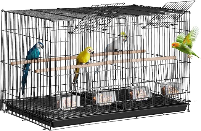 VEVOR 30-inch Flight Bird Cage, Stackable Divided Small Parakeet Cage for Parrots Canaries Cockatiels Lovebirds Finches Budgies Conures Macaws Pet Travel Birdcage with Handle and Perches by VEVOR