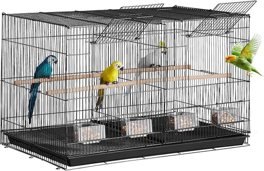 VEVOR 30-inch Flight Bird Cage, Stackable Divided Small Parakeet Cage for Parrots Canaries Cockatiels Lovebirds Finches Budgies Conures Macaws Pet Travel Birdcage with Handle and Perches by VEVOR