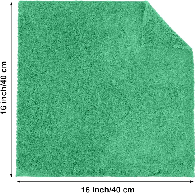 Shimeyao 30 Pcs 16 x 16 Inch Edgeless Microfiber Plush Towels for Cars Detailing Drying Wash Polishing Absorbent Cleaning Cloths, 500 GSM (Grass Green) - Image 2