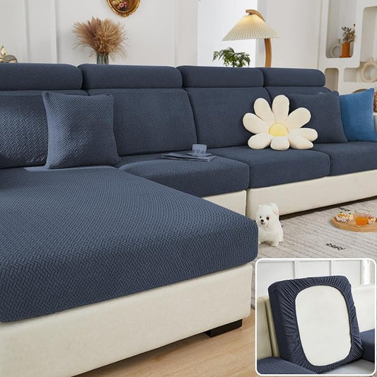 Couch Cushion Covers & Couch Cover for Sectional Sofas, Reversible Non-Slip Sofa Slipcovers, Washable Pet Proof Home Decor Protector (Gray Blue, 2 Seats + Chaise Cover) by Unknown