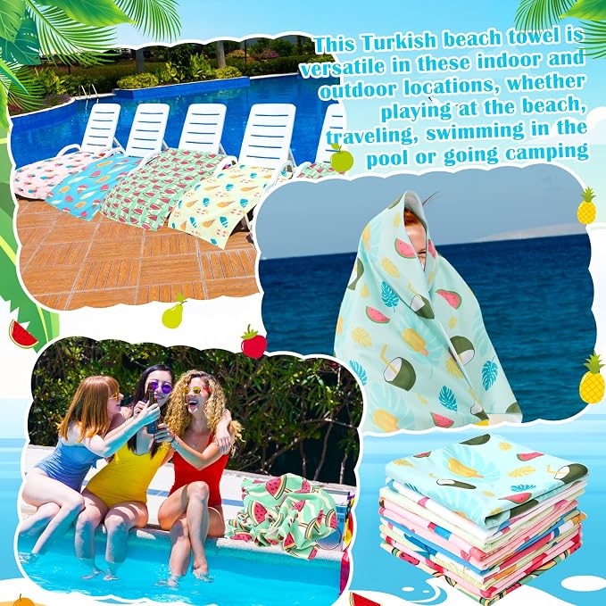 FuWeave 10 Pack Microfiber Beach Towel 28 x 55 Inch Oversized Large Quick Dry Thin Beach Towels for Pool Camping, Sand Free Lightweight Blanket for Women Adults Travel Swimming Sport (Ice Cream) - Image 7